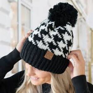 CC Black and White Knit Beanie